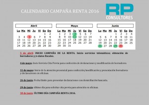 Calendario Renta 2016